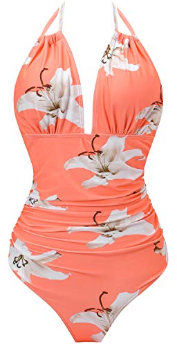 I2CRAZY Tankini Swimsuits for Women Sexy Vintage Print Beachwear - S,Flower-07