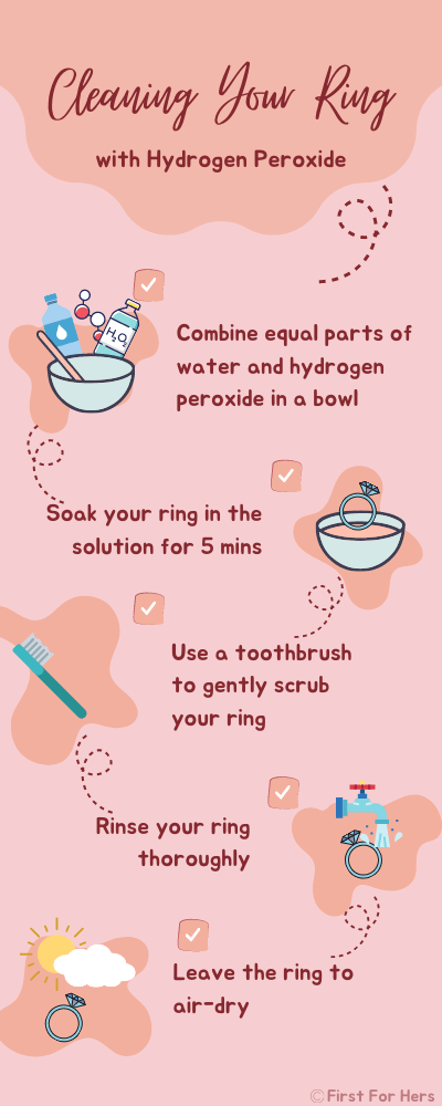 Cleaning a ring with hydrogen peroxide step-by-step process First For Hers