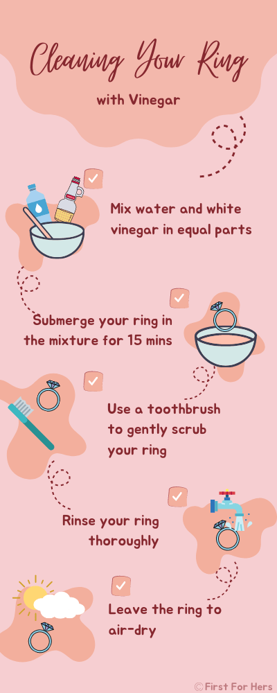 Cleaning a ring with vinegar step-by-step process First For Hers